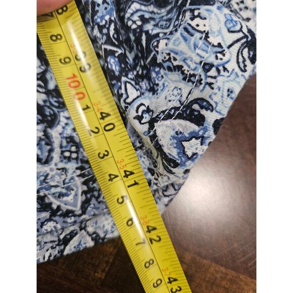 Cynthia Rowley 2X Blue Printed Dress Plus Size V-Neck Short Sleeve Stretchy - Picture 6 of 6